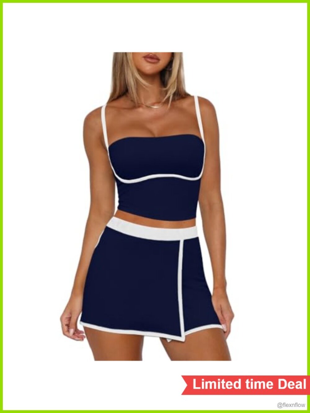 Women's 2 Piece Tennis Skort Set Built-in Shorts & Bra Athletic Yoga Outfit